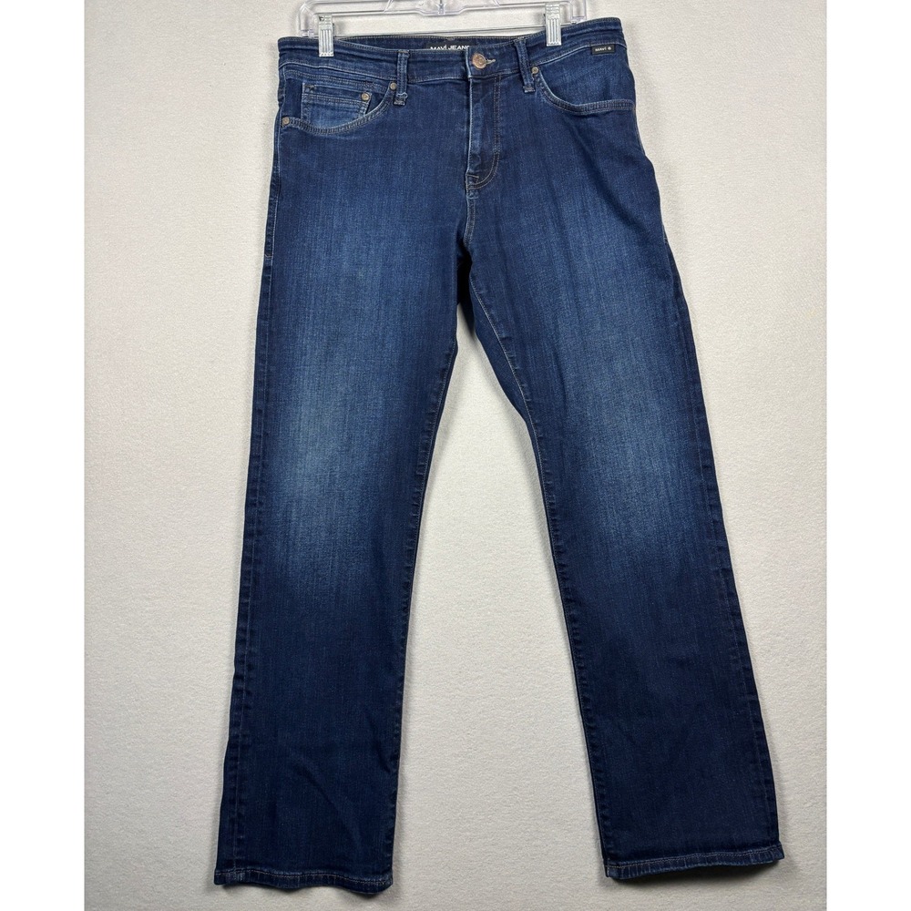 Mavi Matt Relaxed Straight Leg Jeans Dark Wash Stretch 32x30 Blue (32x28 Actual)